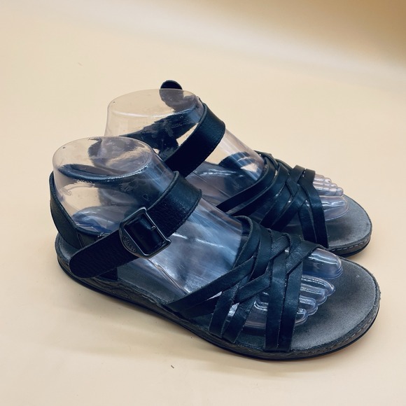 Chaco Fallon Black Leather Summer Sandals Womens Size 7 EU 38 Comfort - Picture 2 of 7